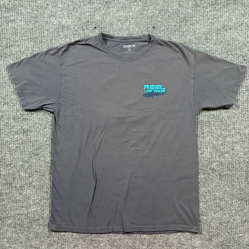 Reel Legends Florida Shark Graphic T Shirt Mens Large Gray Fishing Outdoor